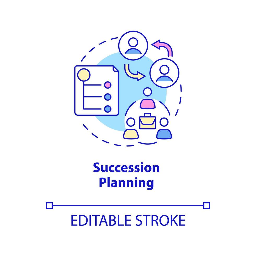 Succession planning concept icon. Senior position replacement. HR management abstract idea thin line illustration. Isolated outline drawing. Editable stroke. Roboto-Medium, Myriad Pro-Bold fonts used vector