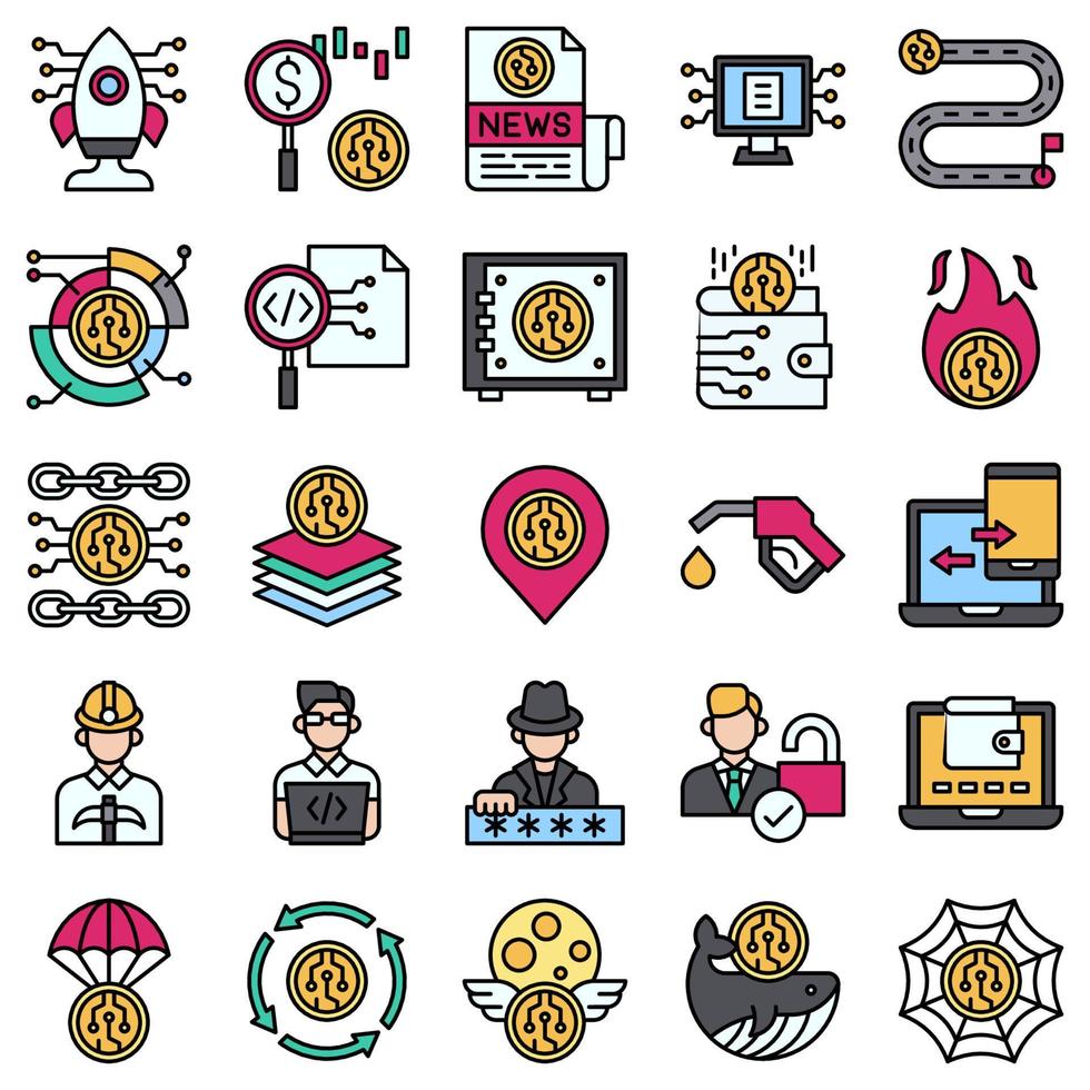 conjunto de iconos llenos defi 2, ilustración vectorial vector