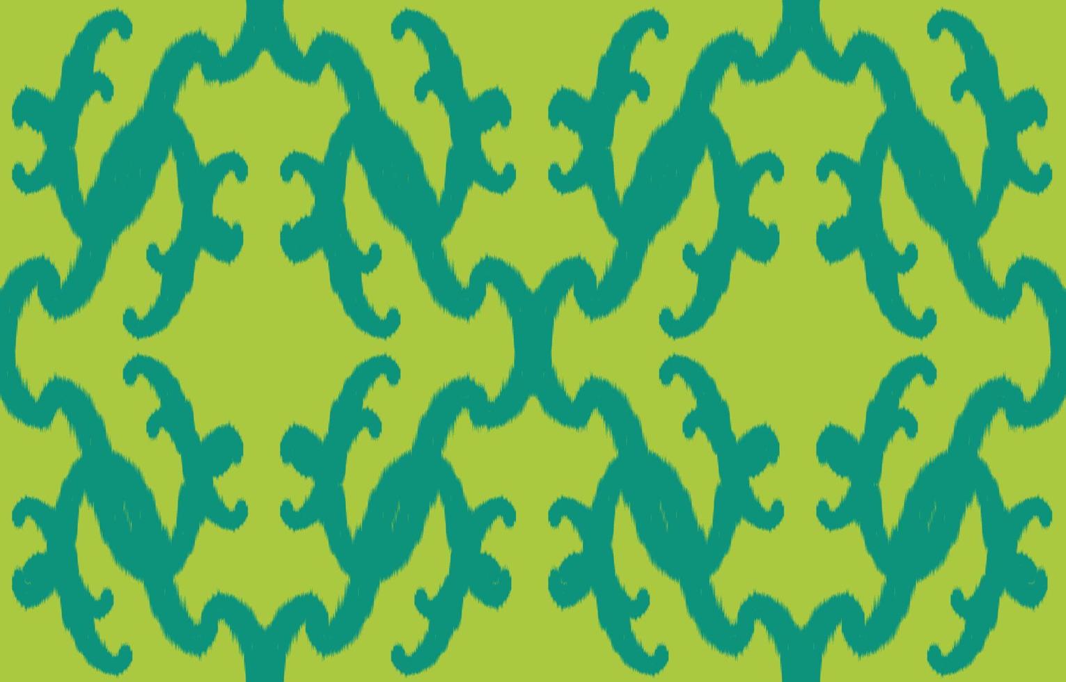 arte abstracto étnico ikat. patrón sin costuras en tribal, bordado popular, color verde, estampado de ornamento de arte geométrico azteca. Diseño para alfombra, papel pintado, ropa, envoltura, tela, cubierta, textil vector