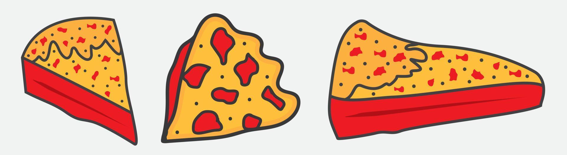 Set of pepperoni pizza slices vector