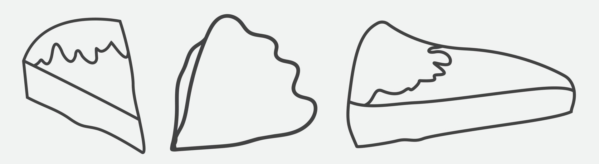 Pizza slice line icon set vector