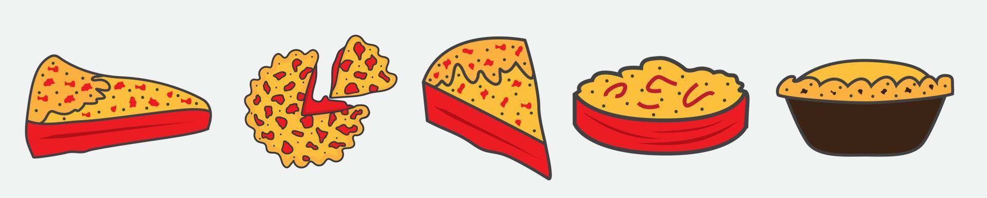 Set of pepperoni pizza slices vector