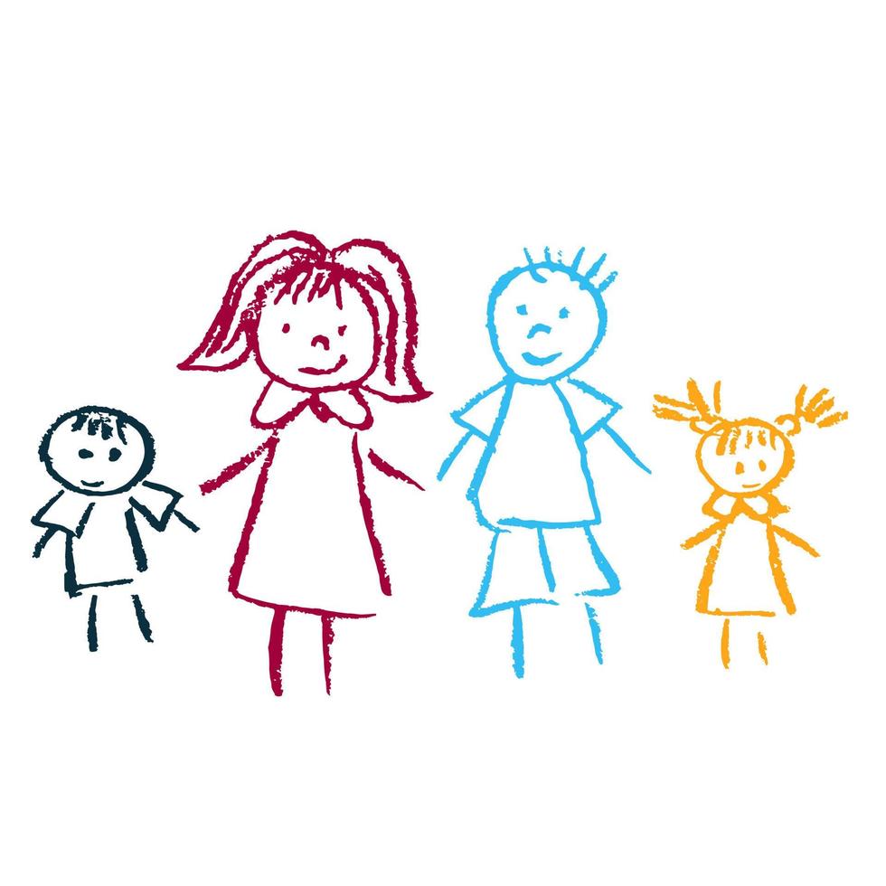 Icon in hand draw style. Drawing with wax crayons, children's creativity vector