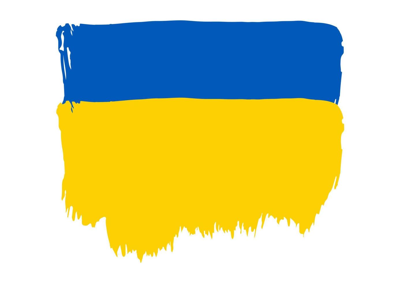 The flag of Ukraine is painted with paint. Paint, stain, blot vector
