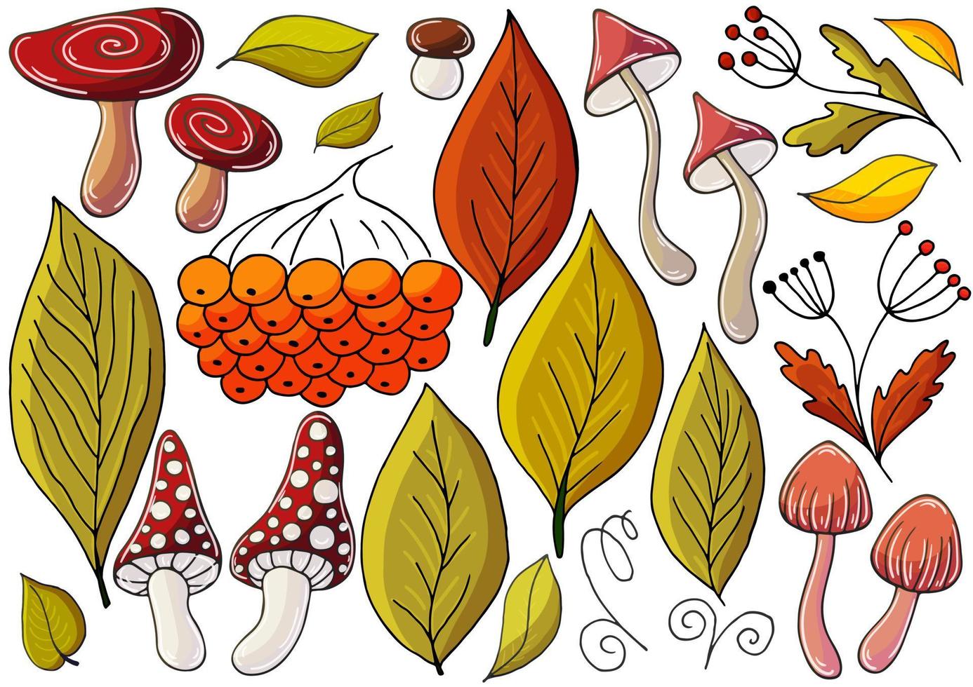 Autumn illustration in hand drawn style. Children's drawing vector