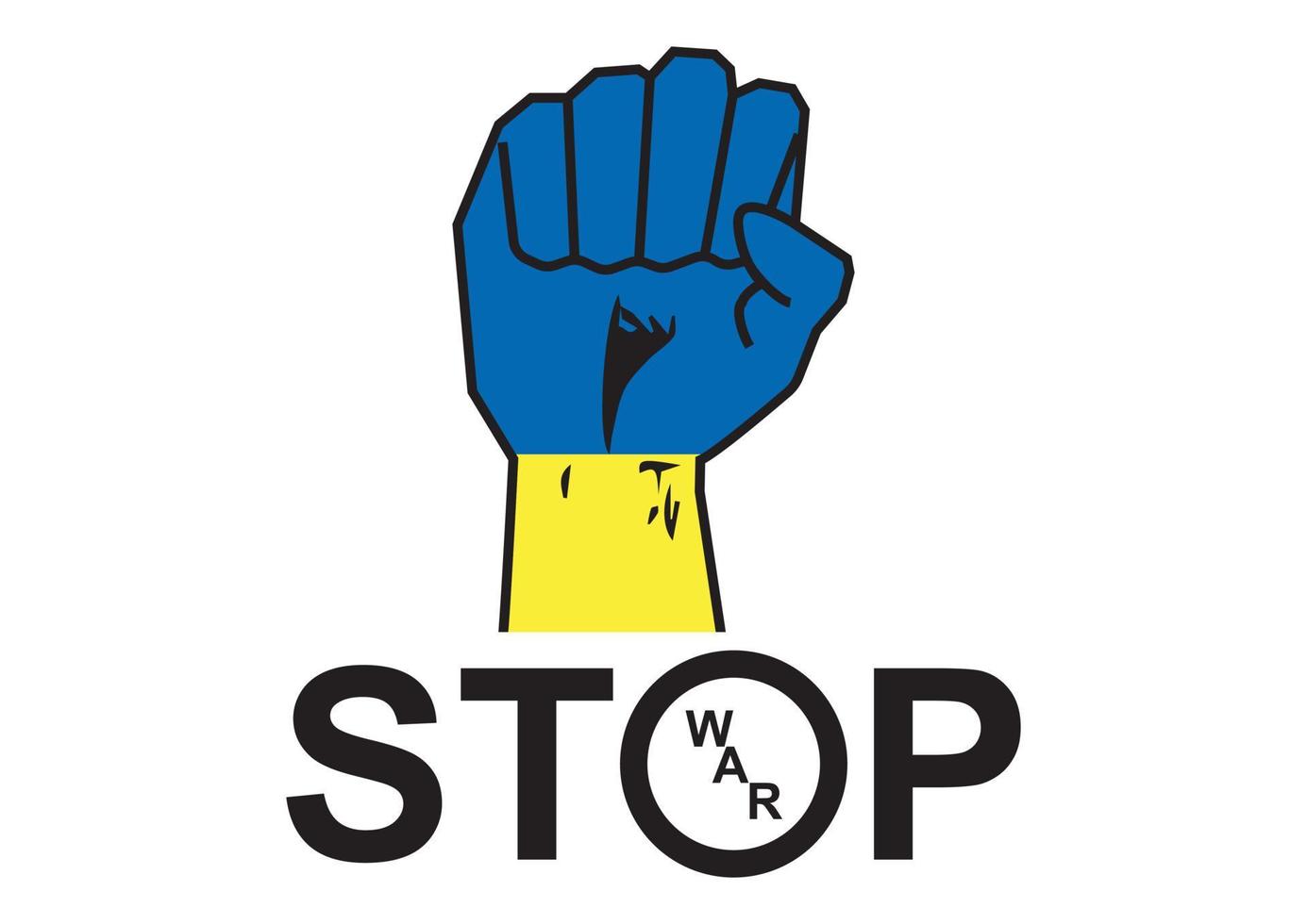 Stop War. Ukraine. Closed Hand. Ukraine flag vector