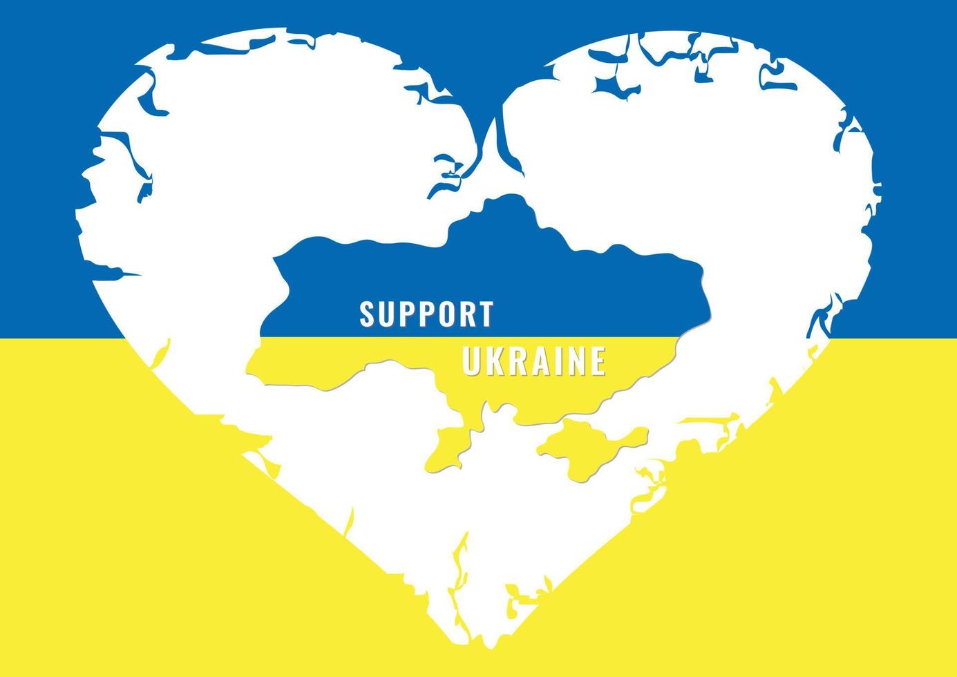 Support Ukraine. Ukraine Map. Vector Illustration. Broken Heart Shape