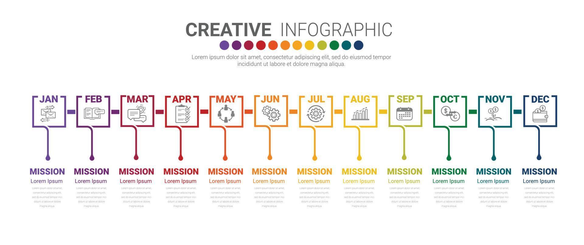 Infographics element design for all month. vector
