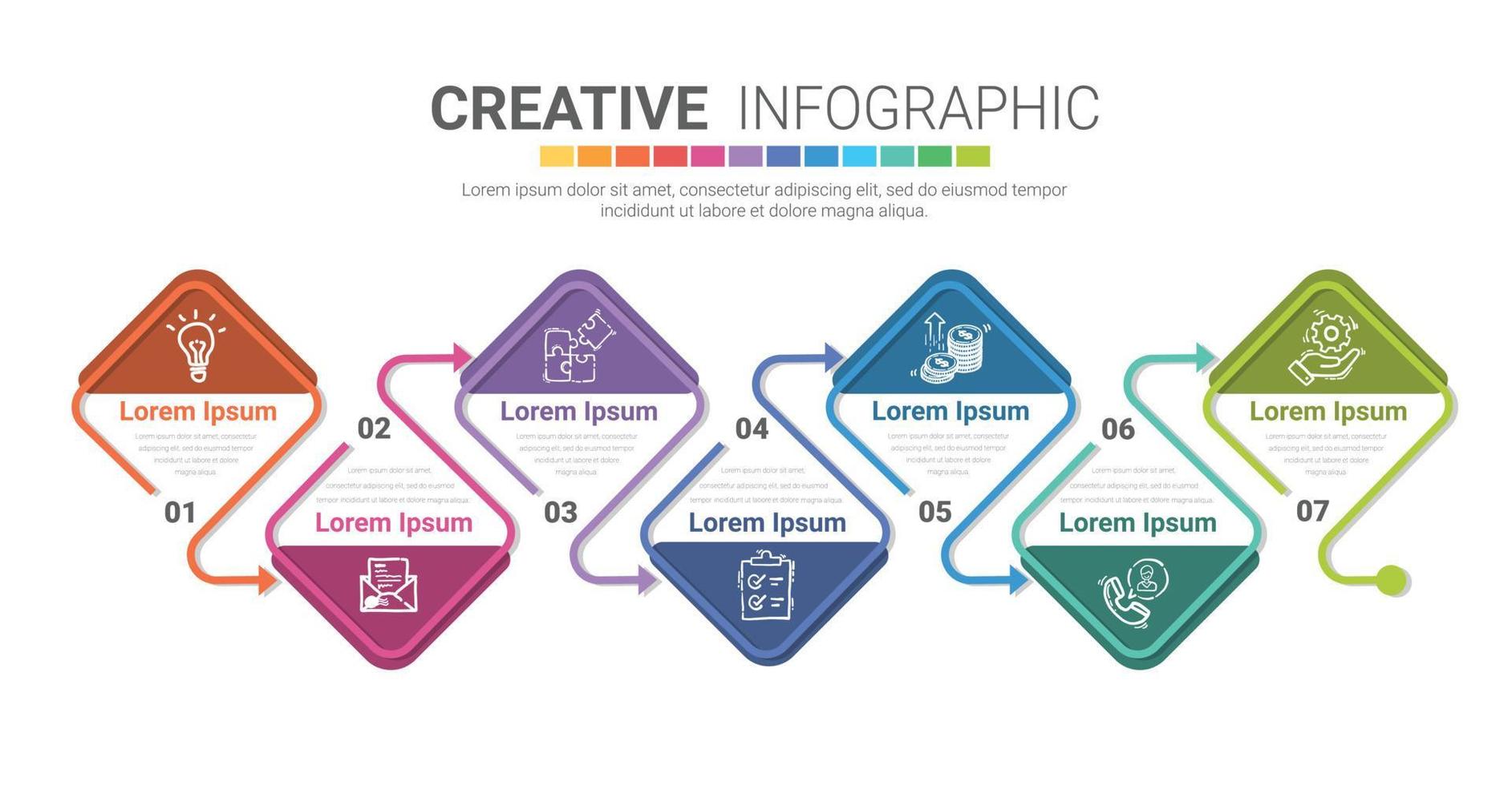 Timeline business for 7 day, Presentation 7 steps. vector