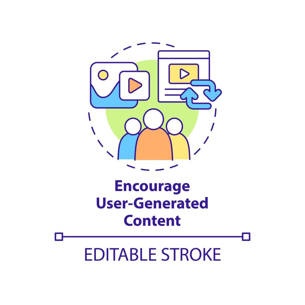 Encourage user-generated content concept icon. Communicate with customers abstract idea thin line illustration. Isolated outline drawing. Editable stroke. Roboto-Medium, Myriad Pro-Bold fonts used vector