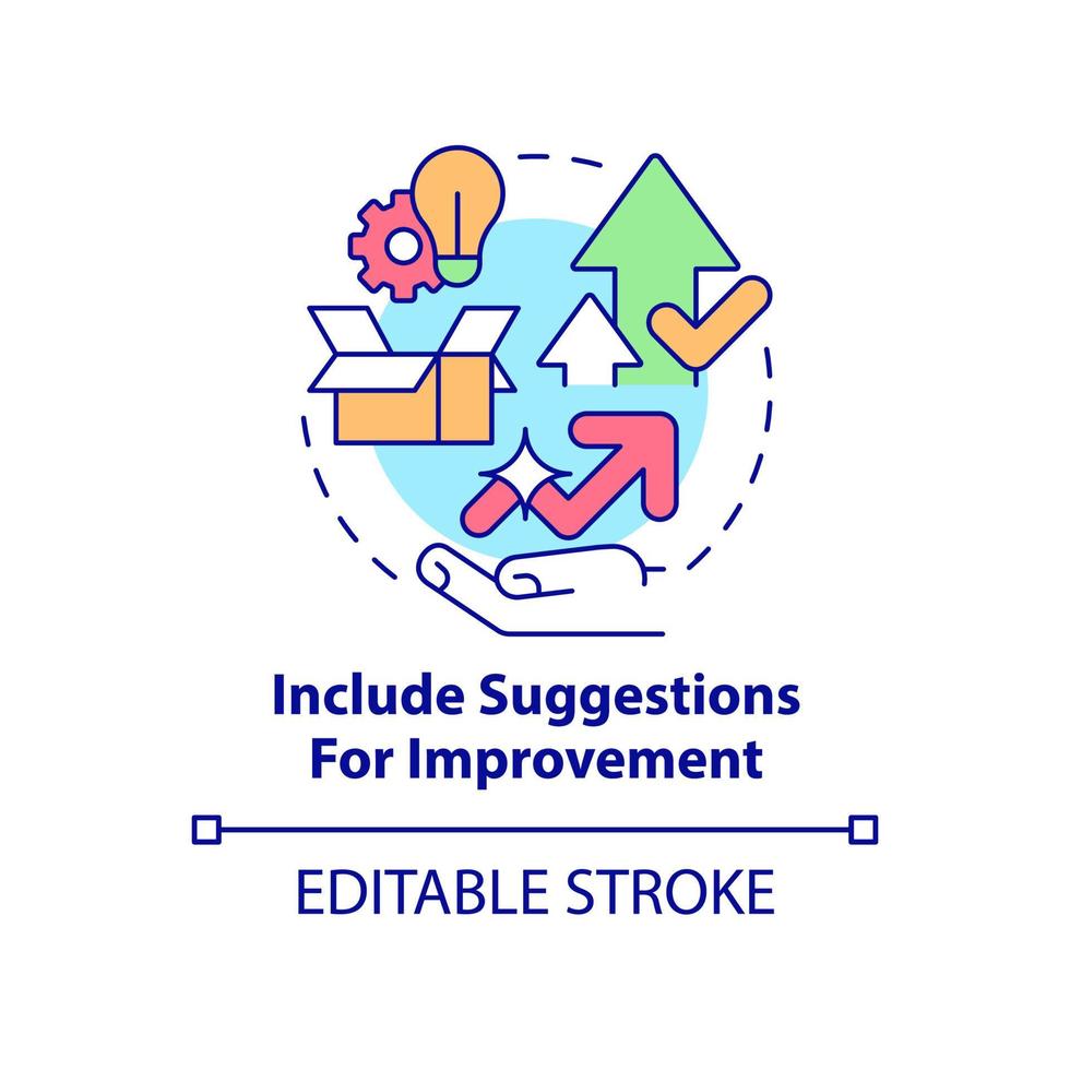 Include suggestions for improvement concept icon. Business transparency abstract idea thin line illustration. Isolated outline drawing. Editable stroke. Roboto-Medium, Myriad Pro-Bold fonts used vector