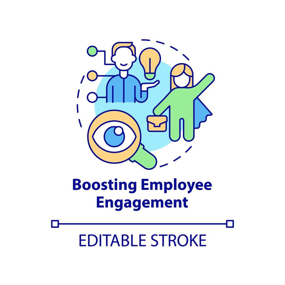 Boosting employee engagement concept icon. Business transparency in company abstract idea thin line illustration. Isolated outline drawing. Editable stroke. Roboto-Medium, Myriad Pro-Bold fonts used vector
