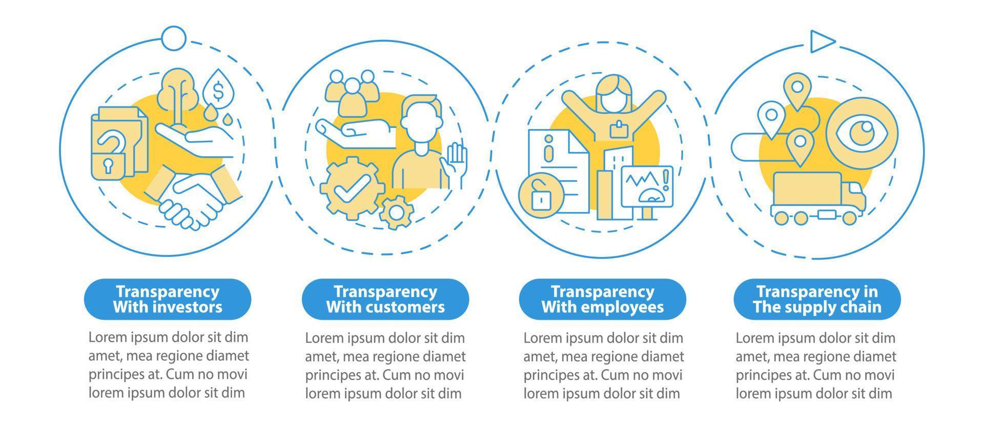 Examples of transparency blue circle infographic template. Data visualization with 4 steps. Process timeline info chart. Workflow layout with line icons. Myriad Pro-Bold, Regular fonts used vector