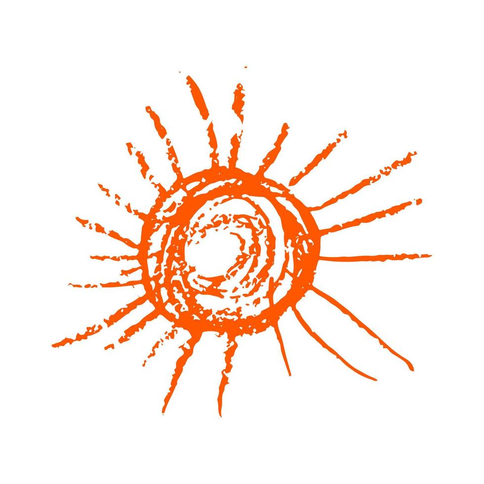 Icon in hand draw style. Drawing with wax crayons, children's creativity vector