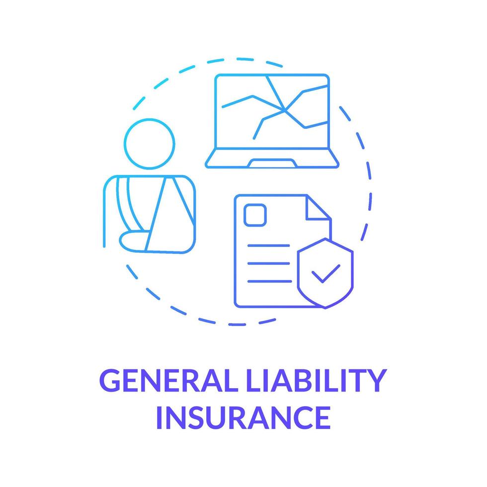 General liability insurance blue gradient concept icon. Corporate assurance abstract idea thin line illustration. Isolated outline drawing. Roboto-Medium, Myriad Pro-Bold fonts used vector