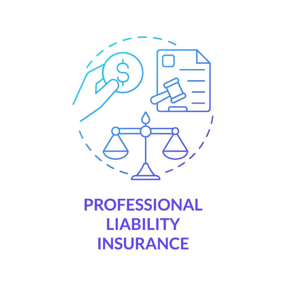 Professional liability insurance blue gradient concept icon. Corporate assurance program abstract idea thin line illustration. Isolated outline drawing. Roboto-Medium, Myriad Pro-Bold fonts used vector