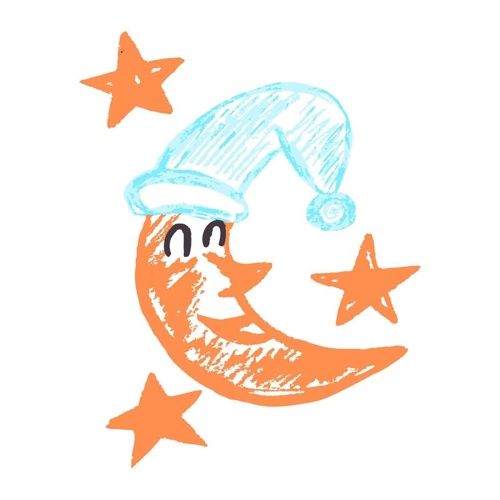 Icon in hand draw style. Drawing with wax crayons, children's creativity vector