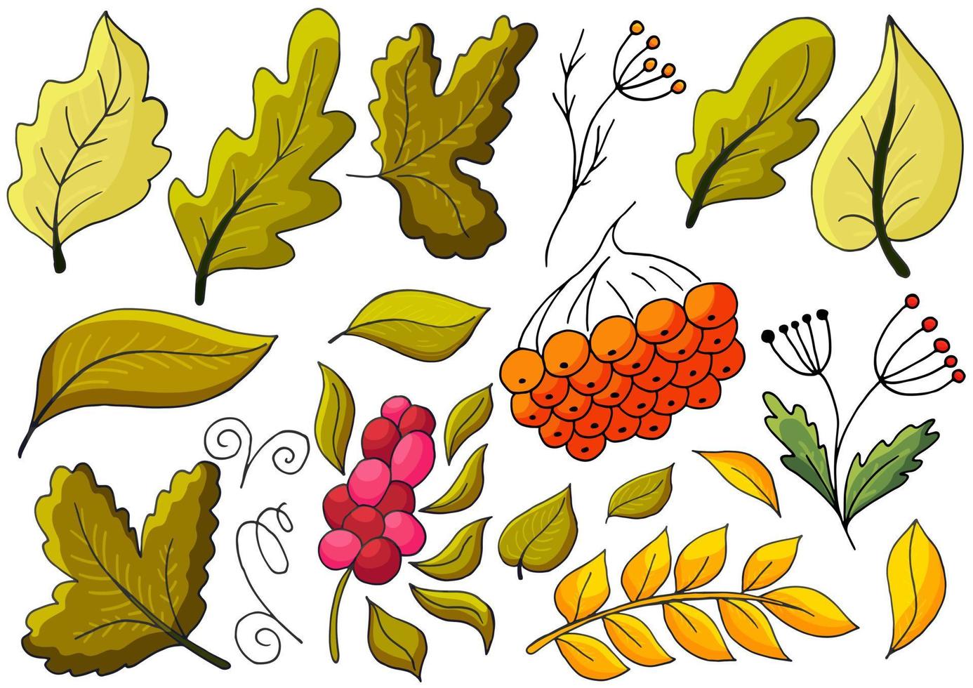 Autumn illustration in hand drawn style. Children's drawing vector