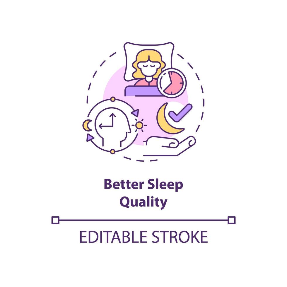 Better sleep quality concept icon. Waking up and going to bed early abstract idea thin line illustration. Isolated outline drawing. Editable stroke. Roboto-Medium, Myriad Pro-Bold fonts used vector