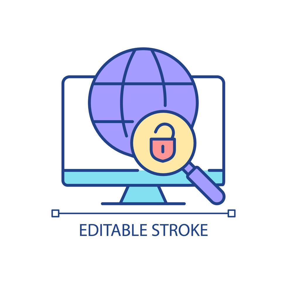 DNS tunneling detecting RGB color icon. Malicious cyberattack. Detect attackers by request analysis. Isolated vector illustration. Simple filled line drawing. Editable stroke. Arial font used