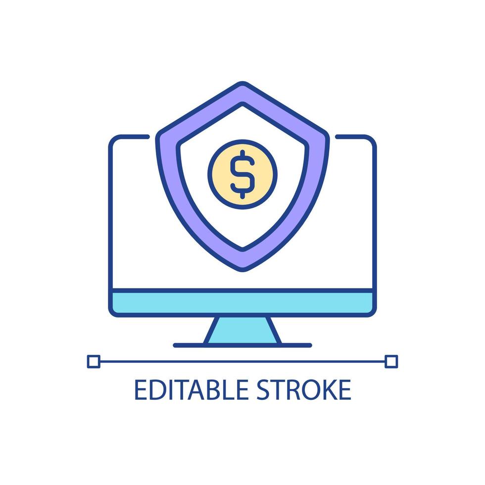 Cyber insurance RGB color icon. Business liability. Data stealing protection. Risks coverage. Isolated vector illustration. Simple filled line drawing. Editable stroke. Arial font used