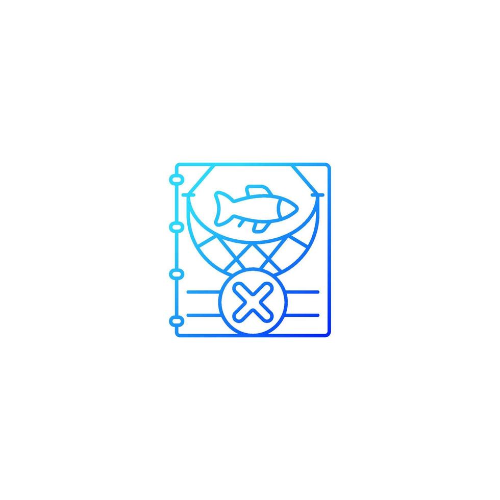 IUU fishing gradient linear vector icon. Illegal, unreported and unregulated fishery. Fishing without permission. Thin line color symbol. Modern style pictogram. Vector isolated outline drawing
