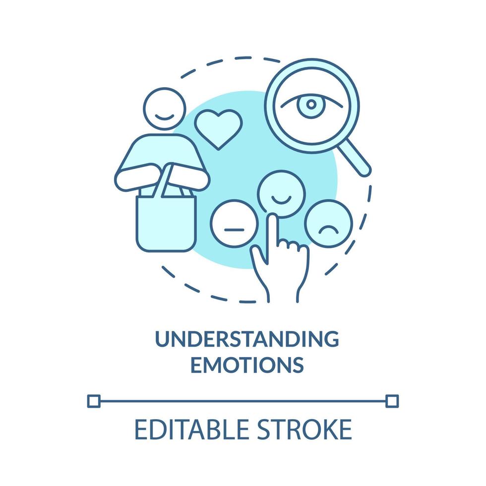 Understanding customer emotions concept icon. Consumer facial expression research. Emotional marketing abstract idea thin line illustration. Vector isolated outline color drawing. Editable stroke