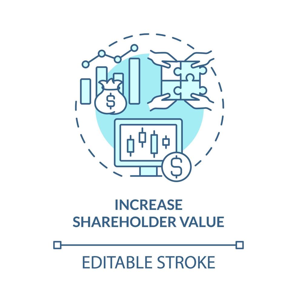 Increase shareholder value blue concept icon. Business expansion importance abstract idea thin line illustration. Board of directors. Management. Vector isolated outline color drawing. Editable stroke