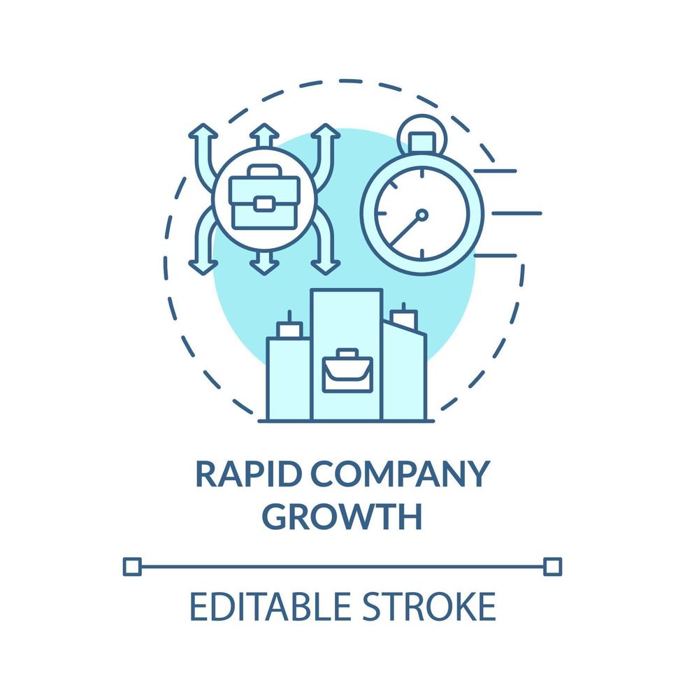 Rapid company growth blue concept icon. External growth abstract idea thin line illustration. Mergers and acquisitions. Company development. Vector isolated outline color drawing. Editable stroke