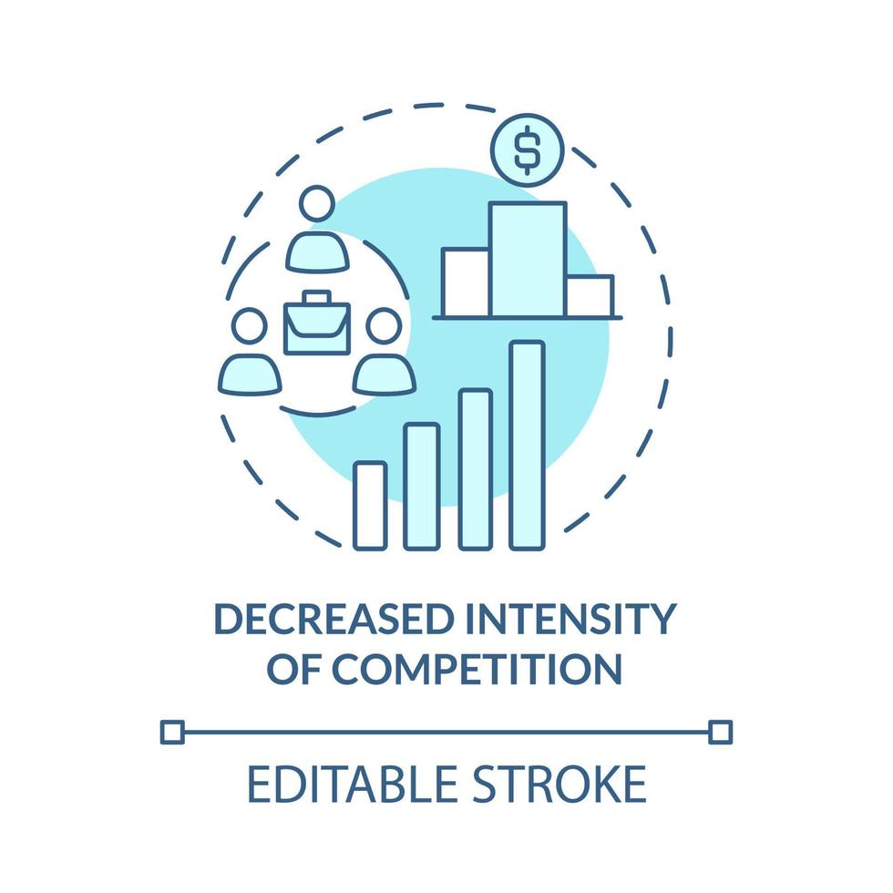 Decreased intensity of competition blue concept icon. External business growth abstract idea thin line illustration. Less competition, rivalry. Vector isolated outline color drawing. Editable stroke