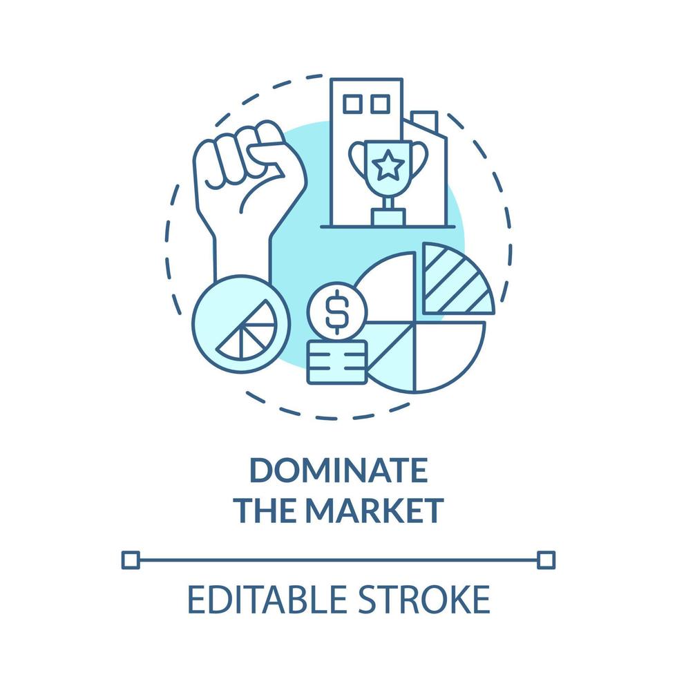 Dominate the market blue concept icon. Importance of business expansion abstract idea thin line illustration. Strength and power of brand. Vector isolated outline color drawing. Editable stroke