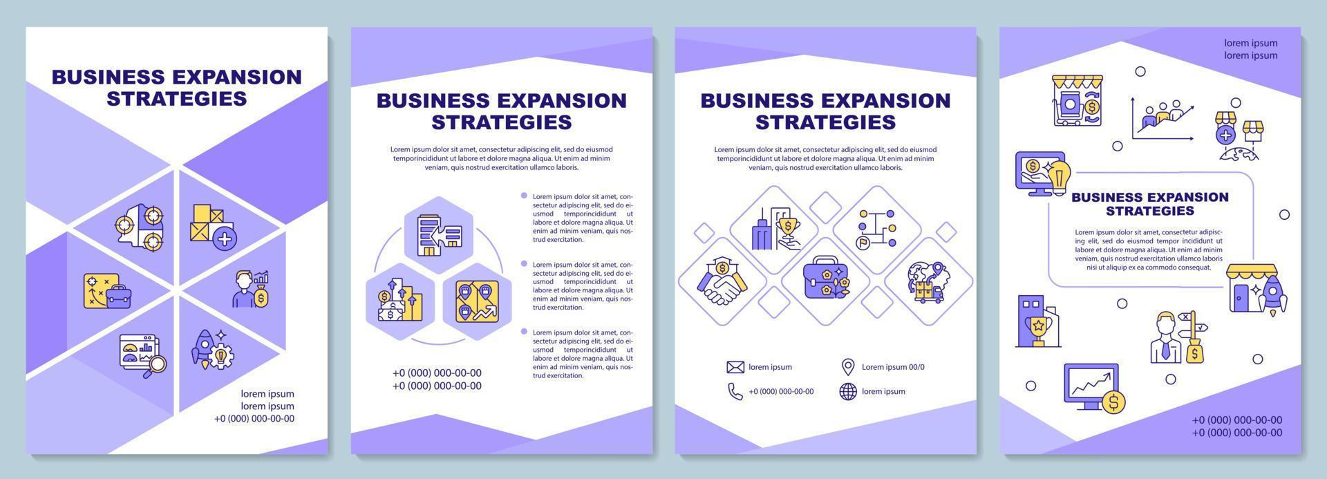 Business expansion strategies brochure template. Flyer, booklet, leaflet print, cover design with linear icons. Vector layouts for presentation, annual reports, advertisement pages