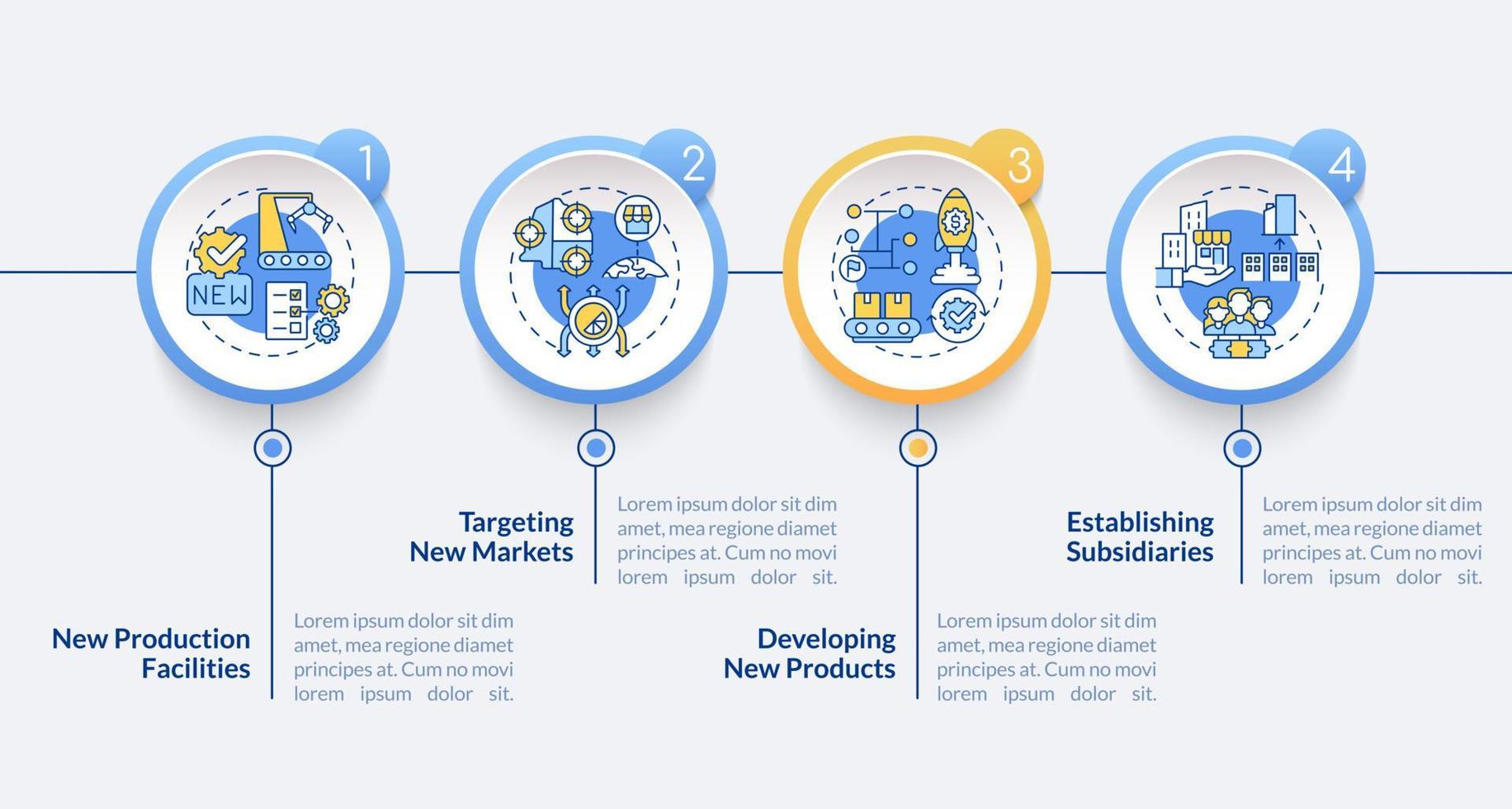 Internal business growth vector infographic template. Company expand presentation outline design elements. Data visualization with 4 steps. Process timeline info chart. Workflow layout with line icons