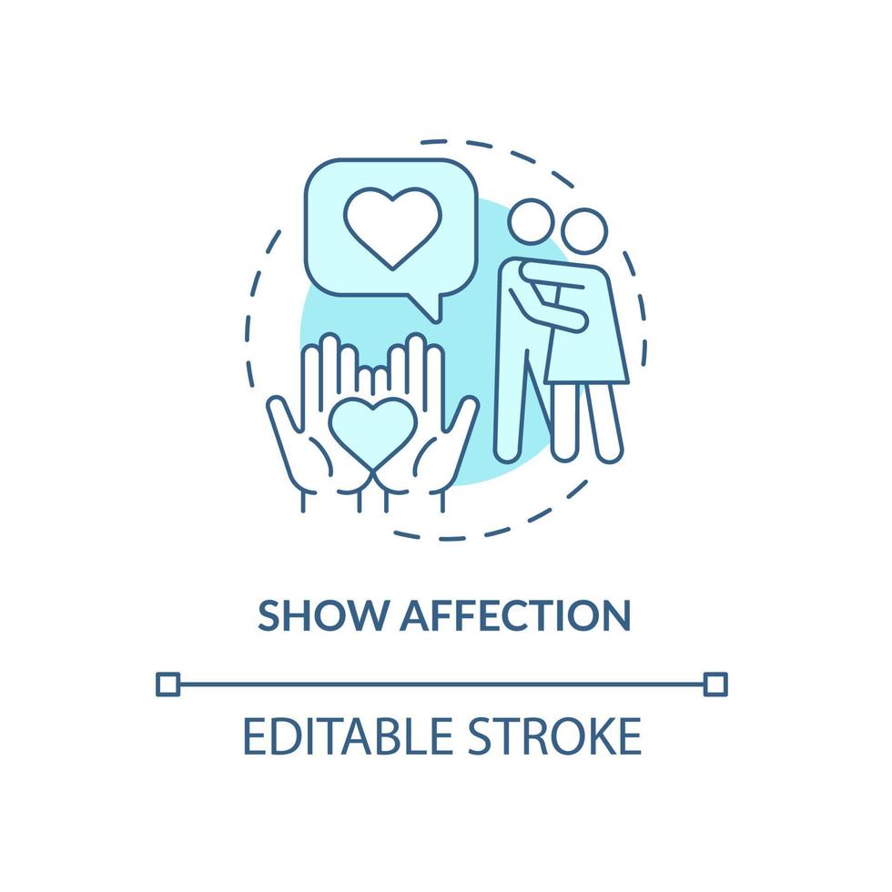 Show affection blue concept icon. Partner support during pregnancy abstract idea thin line illustration. Improving relationship bond. Vector isolated outline color drawing. Editable stroke