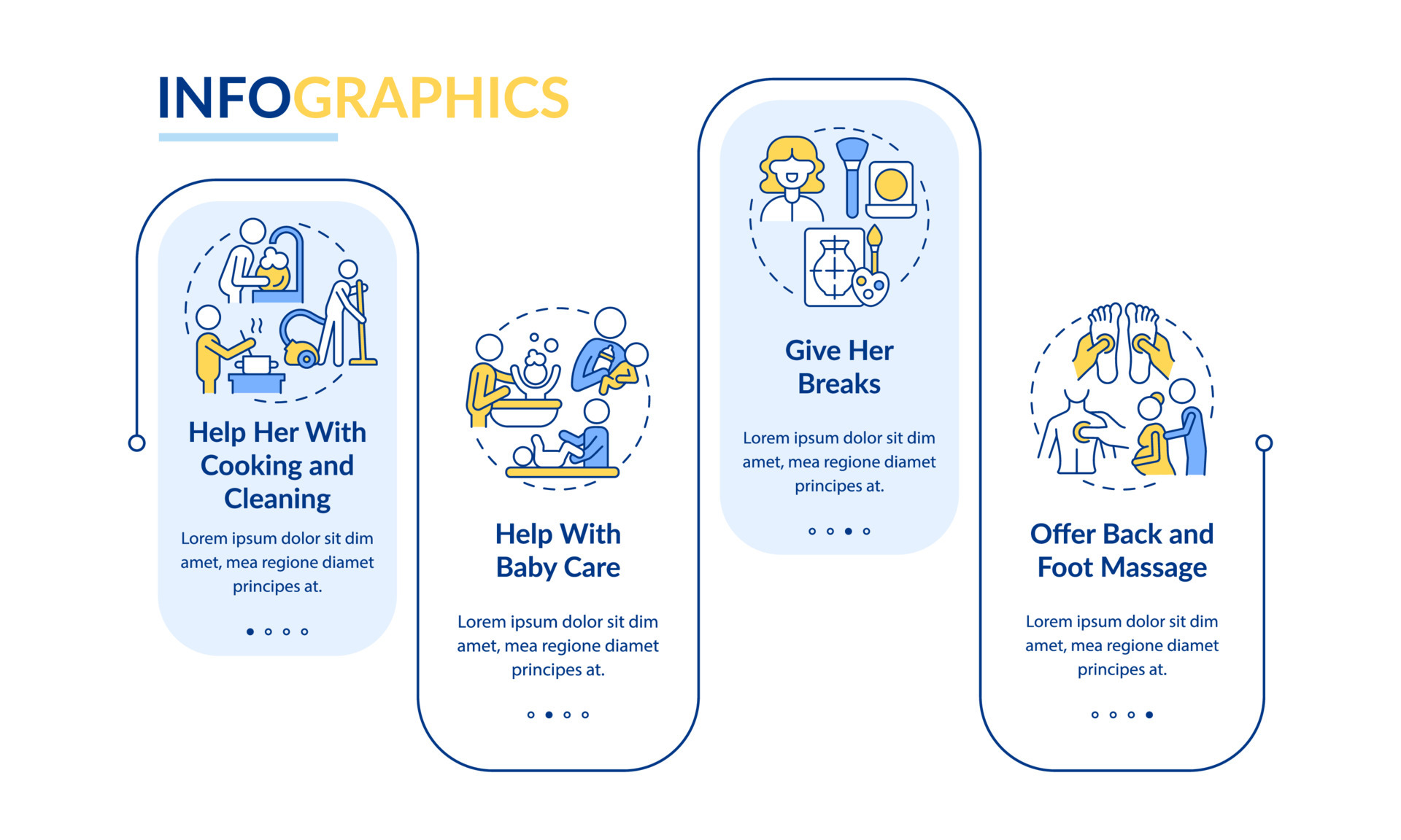 people infographic element with icons and 6 step or option. people icons  such as working at the office, ceo man, helping other to jump, chemist  working, teacher and students, partners claping hands