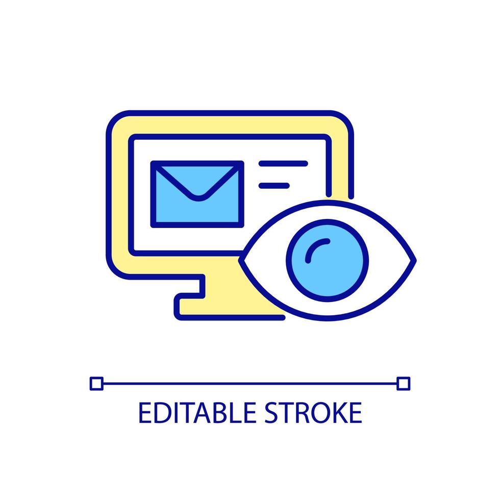 Control email RGB color icon. Computer software tracking and system management. Information technologies monitoring. Isolated vector illustration. Simple filled line drawing. Editable stroke