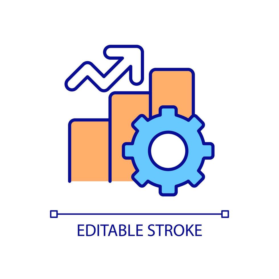 Statistics growth RGB color icon. Computer software and system management. Information technologies monitoring. Isolated vector illustration. Simple filled line drawing. Editable stroke