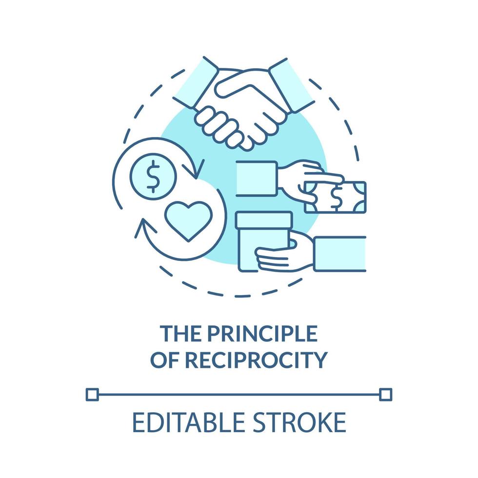 Social reciprocity concept icon. Receive and offer gift. Mutual respond to positive action. Paying back abstract idea thin line illustration. Vector isolated outline color drawing. Editable stroke