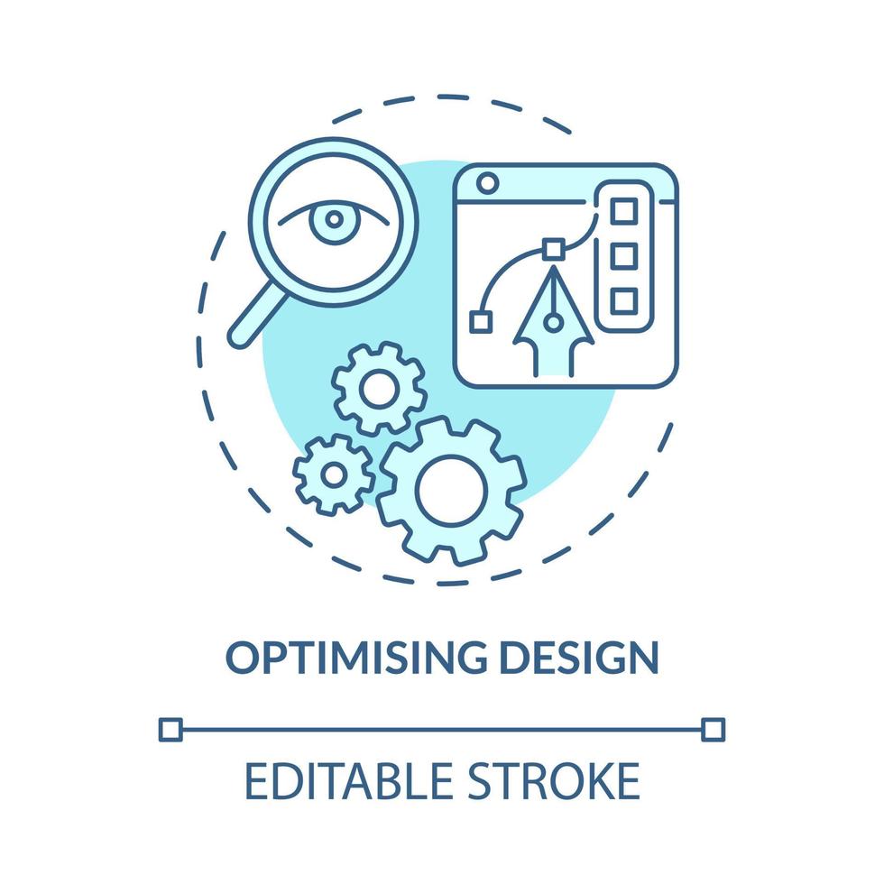 Optimising design blue concept icon. Research optimal solution. Visual innovation. Product development abstract idea thin line illustration. Vector isolated outline color drawing. Editable stroke