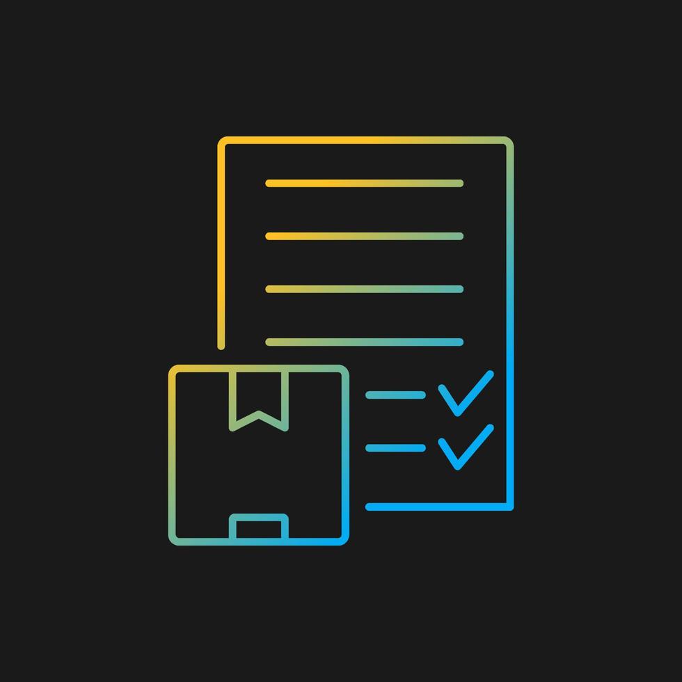 International delivery bill of landing document gradient vector icon for dark theme. Cargo carriage contract. Thin line color symbol. Modern style pictogram. Vector isolated outline drawing