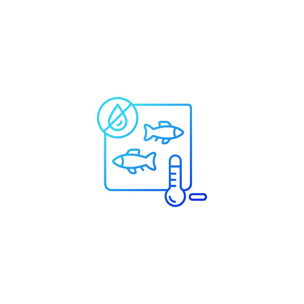 Freeze drying fish gradient linear vector icon. Method of preservation. Vacuum and sublimation. Dehydration. Thin line color symbol. Modern style pictogram. Vector isolated outline drawing