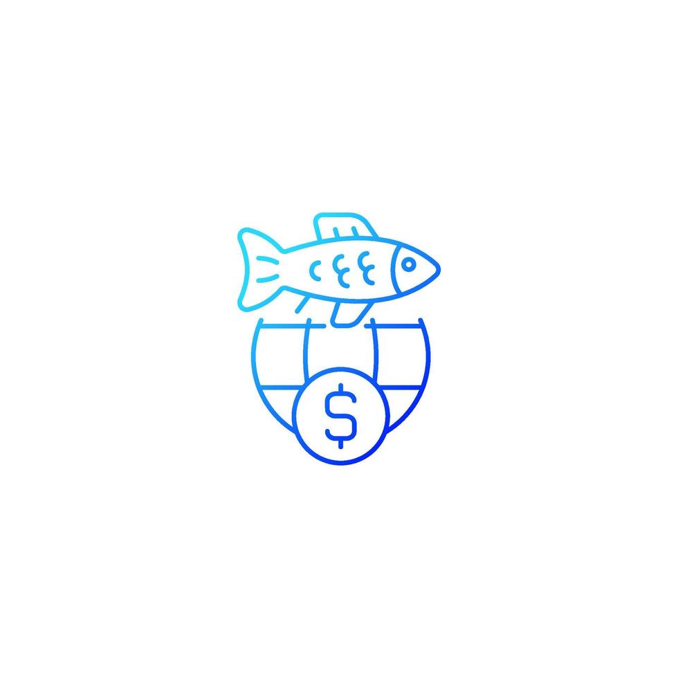 International fisheries trade permit gradient linear vector icon. Import and export regulation. Reexport monitoring. Thin line color symbol. Modern style pictogram. Vector isolated outline drawing