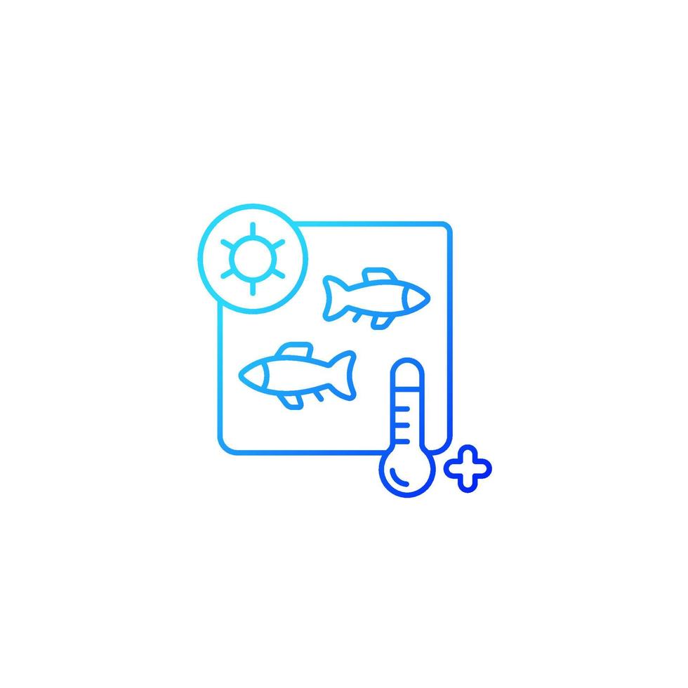 Heat treatment gradient linear vector icon. Seafood high temperature processing. Fish sterilization and pasteurization. Thin line color symbol. Modern style pictogram. Vector isolated outline drawing