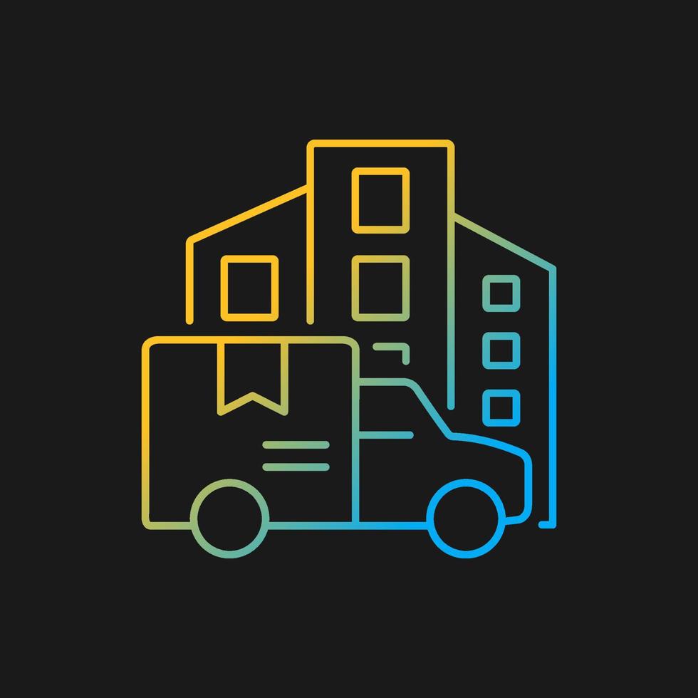 International freight delivery broker company gradient vector icon for dark theme. Cargo transportation business logo. Thin line color symbol. Modern style pictogram. Vector isolated outline drawing