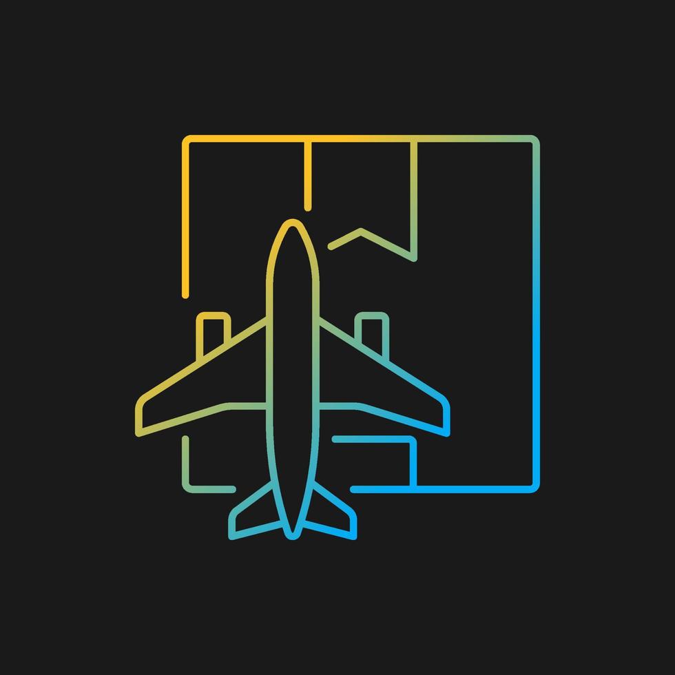 Worldwide air shipping service gradient vector icon for dark theme. Delivering goods and parcels by aircraft. Thin line color symbol. Modern style pictogram. Vector isolated outline drawing