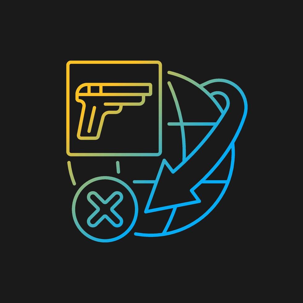 International restriction on firearms shipping gradient vector icon for dark theme. Ammunition transportation. Thin line color symbol. Modern style pictogram. Vector isolated outline drawing