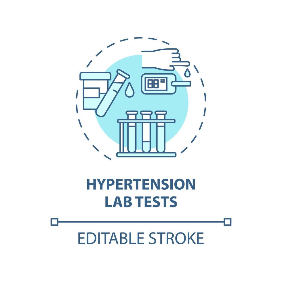 Hypertension lab tests concept icon. High blood pressure diagnosis abstract idea thin line illustration. Monitoring organ function. Vector isolated outline color drawing. Editable stroke