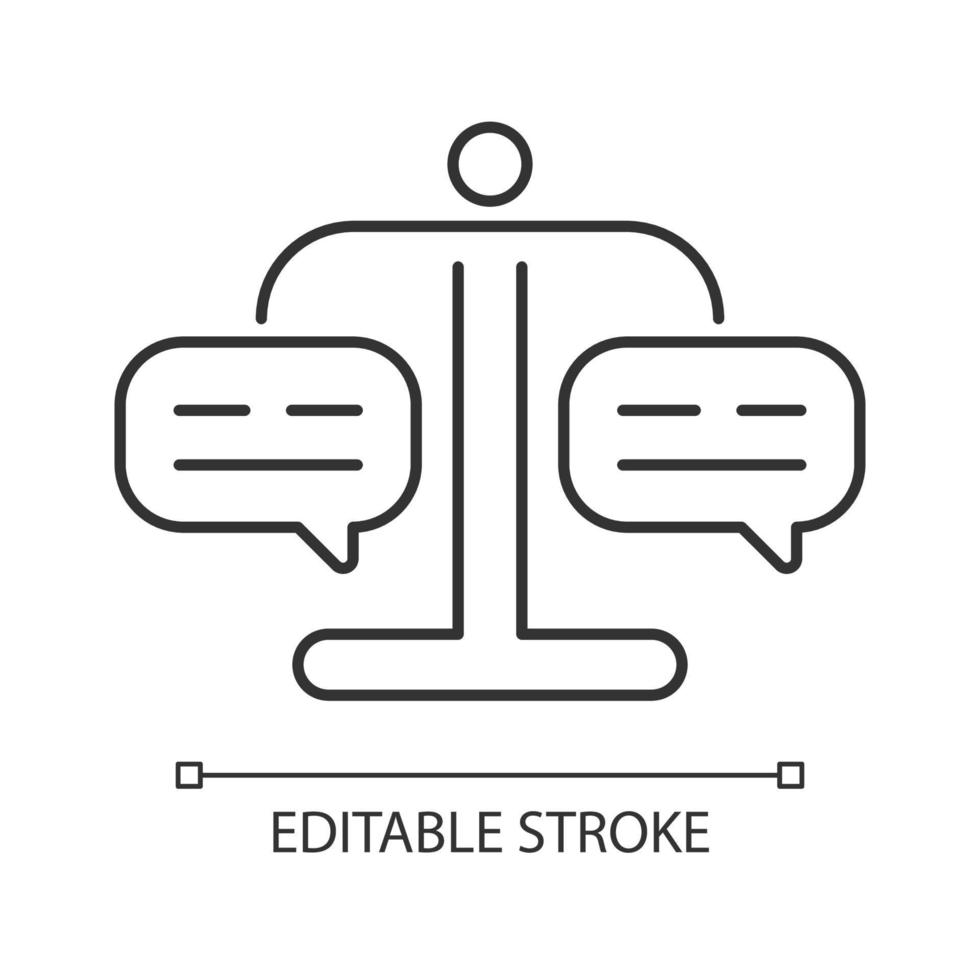Form judgement linear icon. Careful evaluation and decision making. Logical and analytical skills. Thin line customizable illustration. Contour symbol. Vector isolated outline drawing. Editable stroke