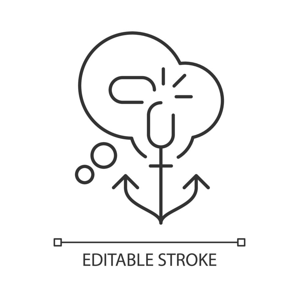 Getting rid of biases linear icon. Intolerant attitude. Change mindset, decision making process. Thin line customizable illustration. Contour symbol. Vector isolated outline drawing. Editable stroke
