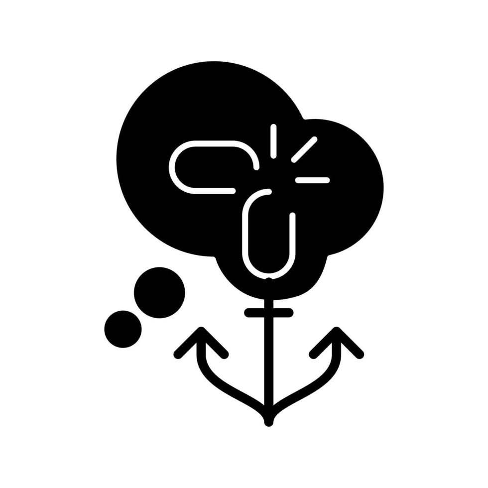 Getting rid of biases black glyph icon. Stereotype and intolerant attitude. Change mindset and decision making process. Silhouette symbol on white space. Vector isolated illustration